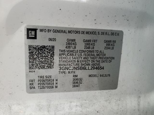 VIN 3GNCJNSB6LL294654 2020 Chevrolet Trax, LS no.13