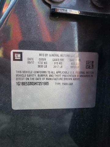 2017 CHEVROLET CRUZE LT - 1G1BE5SM3H7251985