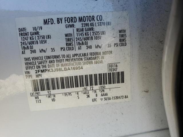 2020 FORD EDGE SEL - 2FMPK3J98LBA16954