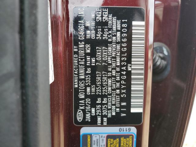 2020 KIA SORENTO L - 5XYPG4A33LG669081