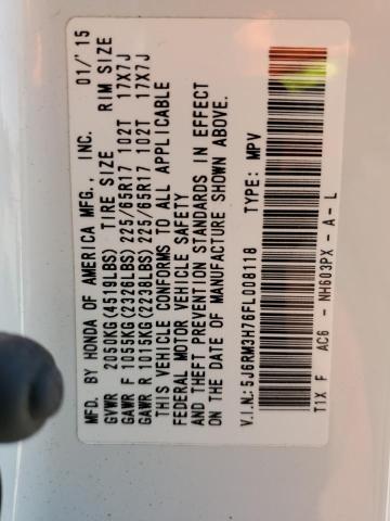 2015 HONDA CR-V EXL - 5J6RM3H76FL008118