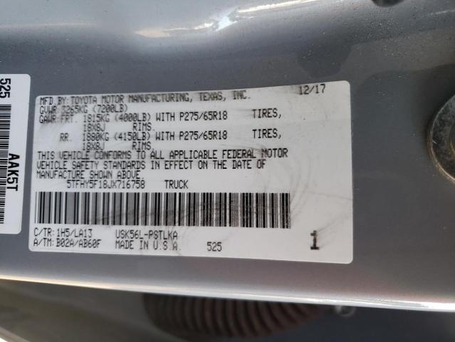2018 TOYOTA TUNDRA CRE - 5TFHY5F18JX716758