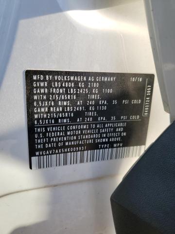 2017 VOLKSWAGEN TIGUAN S - WVGAV7AX5HK009931