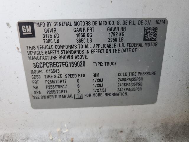 2015 CHEVROLET SILVERADO - 3GCPCREC7FG159020