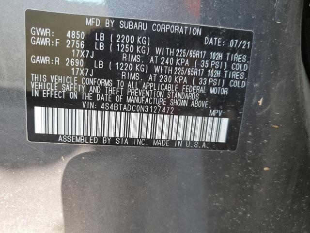 2022 SUBARU OUTBACK PR - 4S4BTADC0N3127472