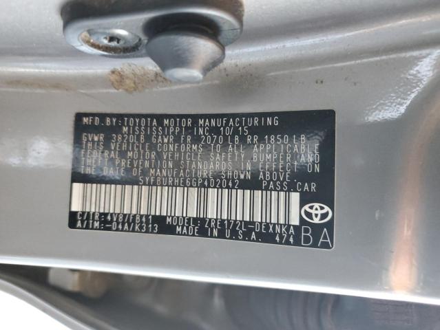 2016 TOYOTA COROLLA L - 5YFBURHE6GP402042