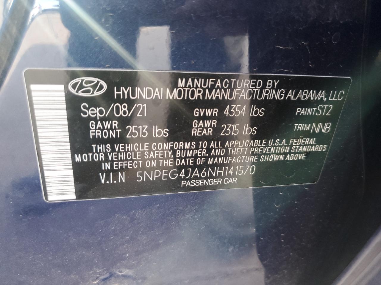 Lot #2953211848 2022 HYUNDAI SONATA SE