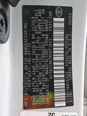 VIN 4T1G11AK3NU071643 2022 Toyota Camry, SE no.13