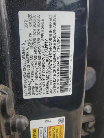 2021 HONDA PILOT SE - 5FNYF5H21MB041703