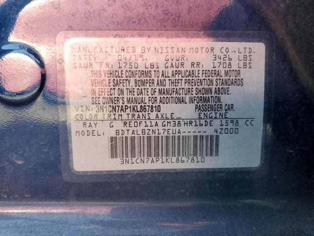 VIN 3N1CN7AP1KL867810 2019 NISSAN VERSA no.13