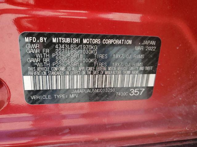 2022 MITSUBISHI OUTLANDER - JA4APUAU5NU013250