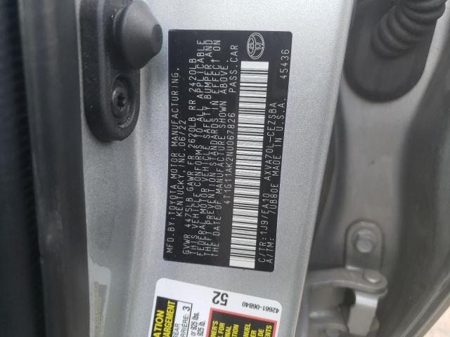 VIN 4T1G11AK2NU067826 2022 Toyota Camry, SE no.12