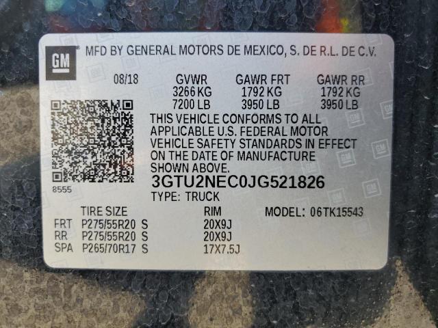 2018 GMC SIERRA K15 - 3GTU2NEC0JG521826