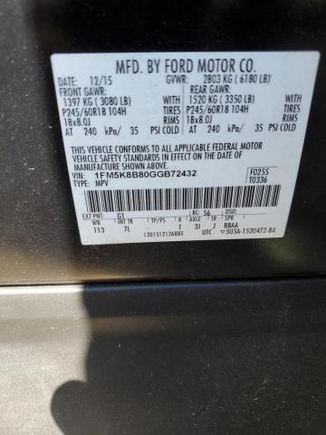 2016 FORD EXPLORER - 1FM5K8B80GGB72432