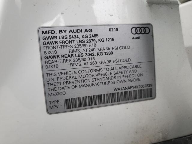 VIN WA1ANAFY4K2067839 2019 AUDI Q5 no.13