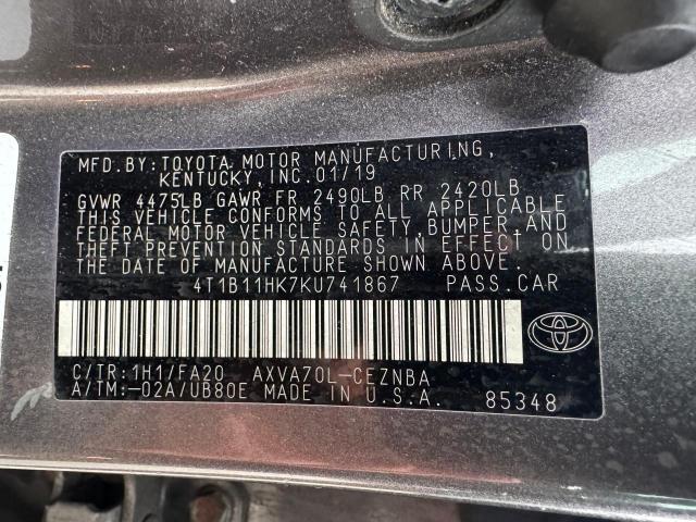 VIN 4T1B11HK7KU741867 2019 Toyota Camry, L no.10