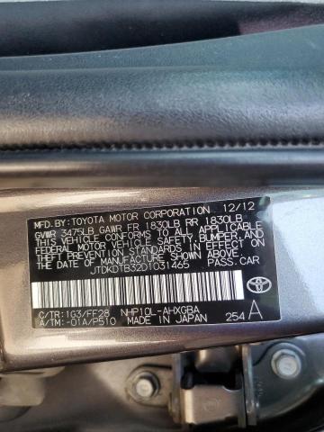 VIN JTDKDTB32D1031465 2013 Toyota Prius no.12