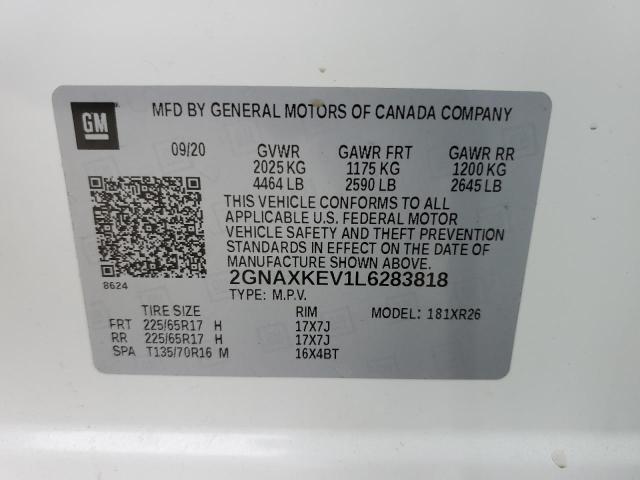 2020 CHEVROLET EQUINOX LT - 2GNAXKEV1L6283818