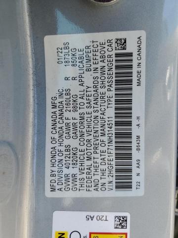 2022 HONDA CIVIC EX - 2HGFE1F71NH314511