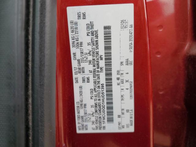 VIN 1FMCU0GD1HUD51395 2017 Ford Escape, SE no.14