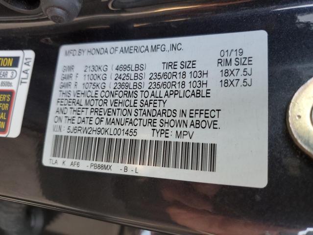 2019 HONDA CR-V TOURI - 5J6RW2H90KL001455