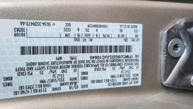 VIN 1FMCU9GD3JUC10645 2018 Ford Escape, SE no.10