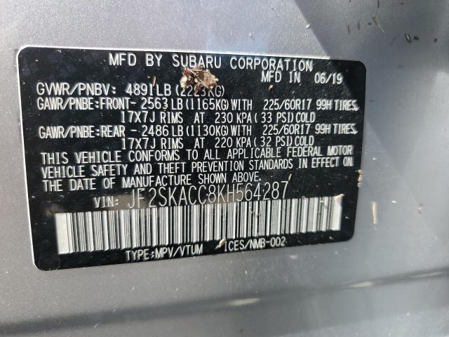2019 SUBARU FORESTER JF2SKACC8KH564287