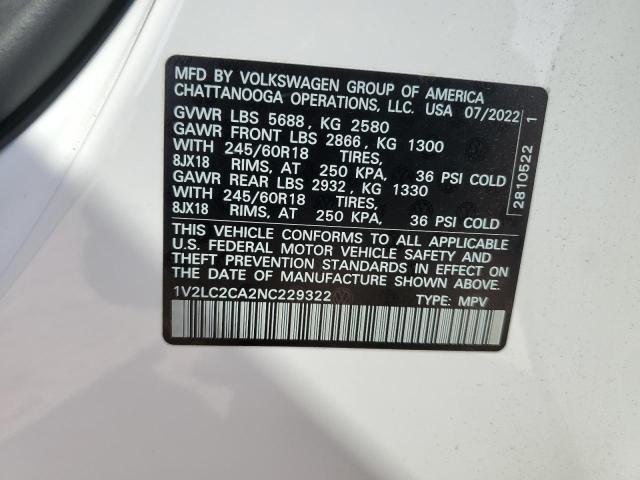 2022 VOLKSWAGEN ATLAS CROS - 1V2LC2CA2NC229322