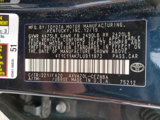 2020 TOYOTA CAMRY LE 4T1C11AK7LU911872