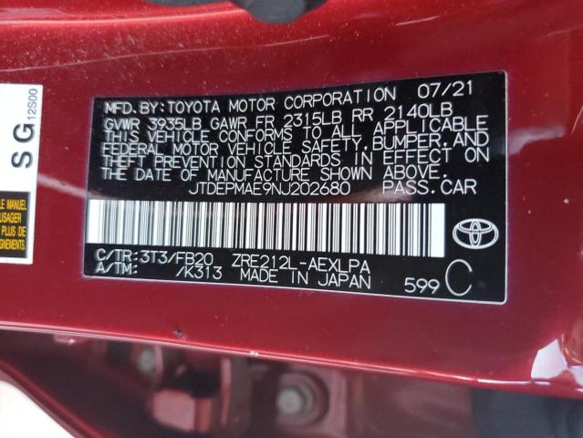 2022 TOYOTA COROLLA LE - JTDEPMAE9NJ202680