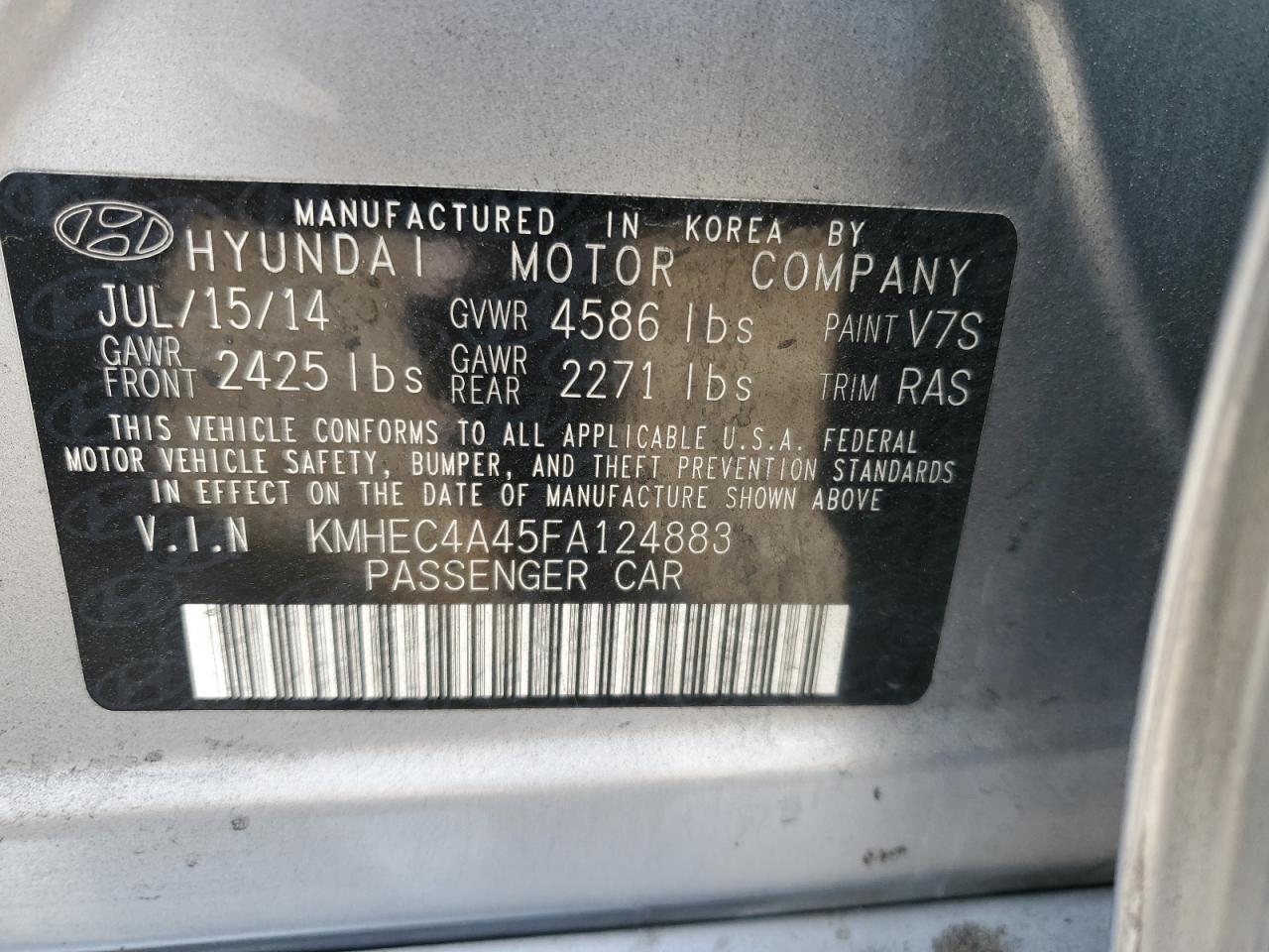 Lot #2989383625 2015 HYUNDAI SONATA HYB