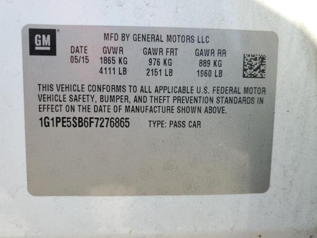 2015 CHEVROLET CRUZE LT - 1G1PE5SB6F7276865