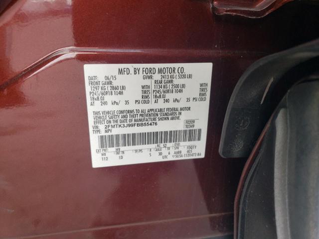 VIN 2FMTK3J99FBB55476 2015 Ford Edge, Sel no.12