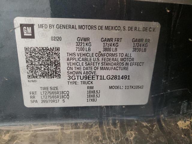VIN 3GTU9EET1LG281491 2020 GMC Sierra, K1500 At4 no.12