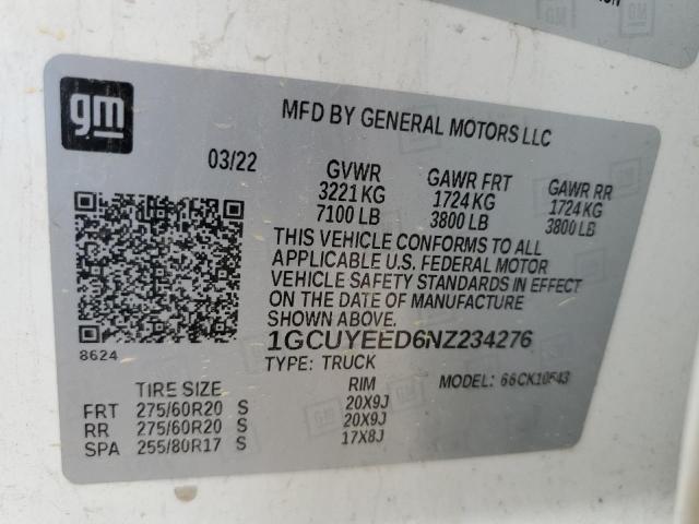 2022 CHEVROLET SILVERADO - 1GCUYEED6NZ234276