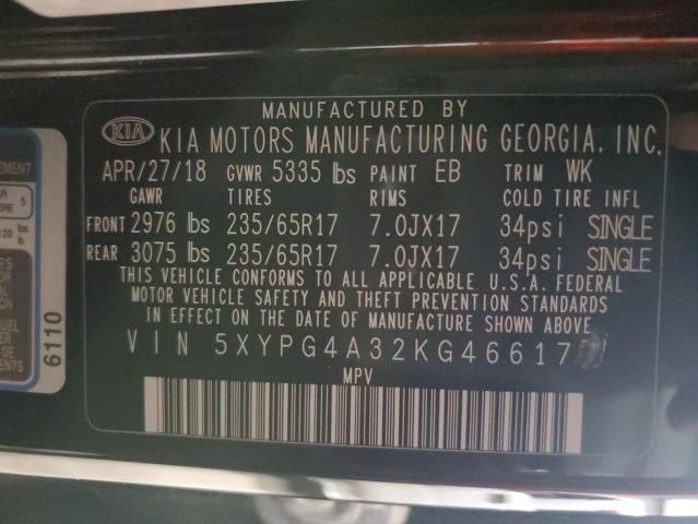 2019 KIA SORENTO L - 5XYPG4A32KG466178