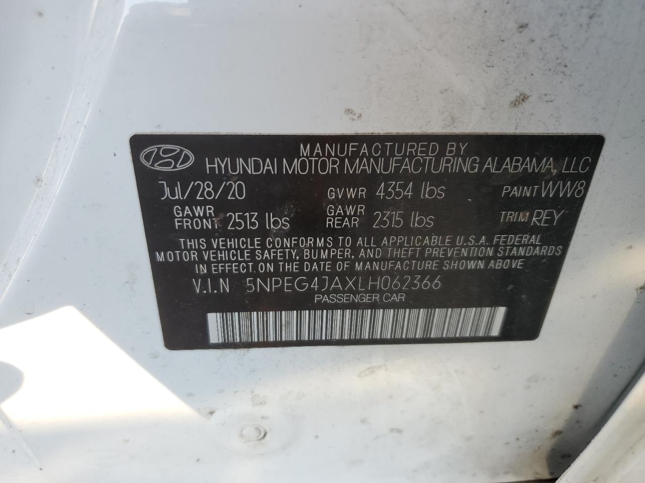 Lot #3033270817 2020 HYUNDAI SONATA SE