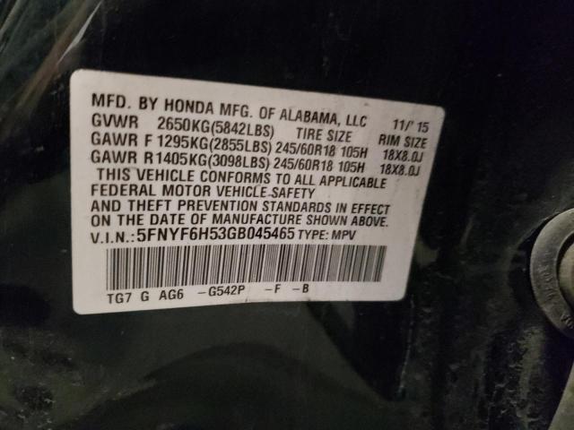 2016 HONDA PILOT EXL - 5FNYF6H53GB045465