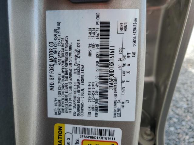 VIN 3FA6P0HD1KR161611 2019 Ford Fusion, SE no.13