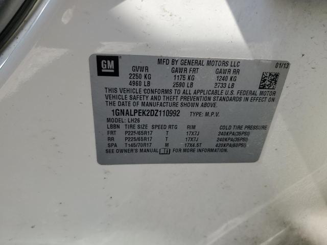 VIN 1GNALPEK2DZ110992 2013 Chevrolet Equinox, LT no.13