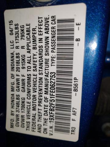 2015 HONDA CIVIC LX - 19XFB2F51FE062753