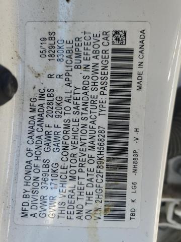 2019 HONDA CIVIC SPOR 2HGFC2F89KH568287