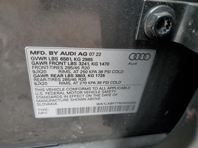 2022 AUDI Q7 PREMIUM - WA1LXBF77ND020393