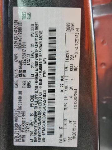 VIN 1FMCU0G99GUA54823 2016 Ford Escape, SE no.14