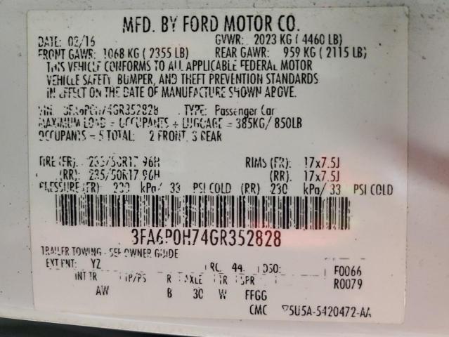 VIN 3FA6P0H74GR352828 2016 Ford Fusion, SE no.13