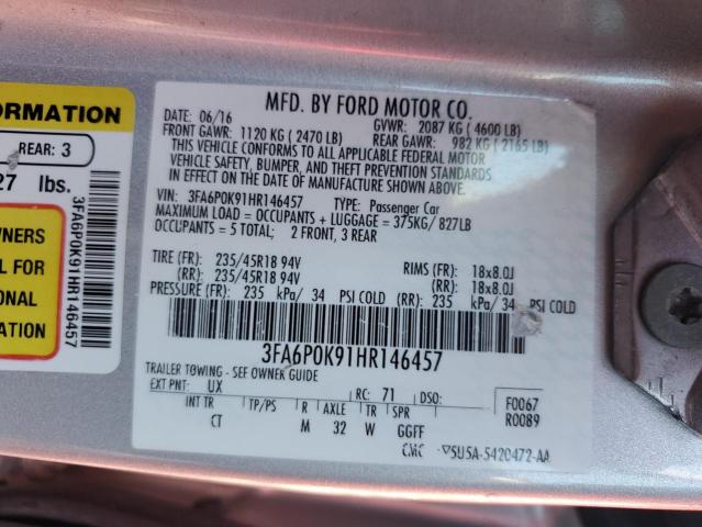 VIN 3FA6P0K91HR146457 2017 Ford Fusion, Titanium no.12