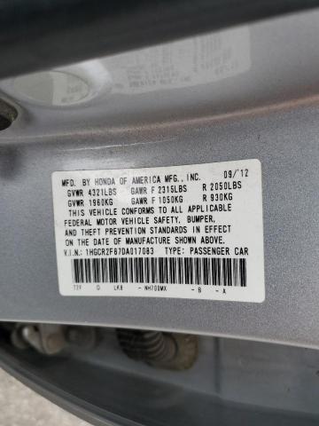 VIN 1HGCR2F87DA017083 2013 Honda Accord, Exl no.12