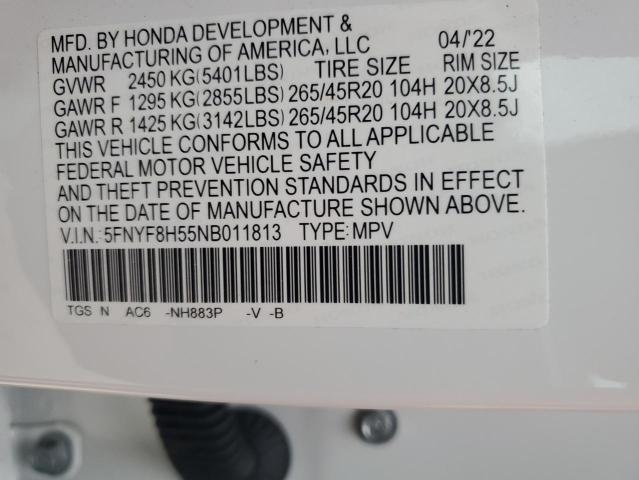 VIN 5FNYF8H55NB011813 2022 Honda Passport, Exl no.13