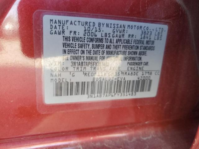 VIN 3N1AB7AP6FY351483 2015 NISSAN SENTRA no.12