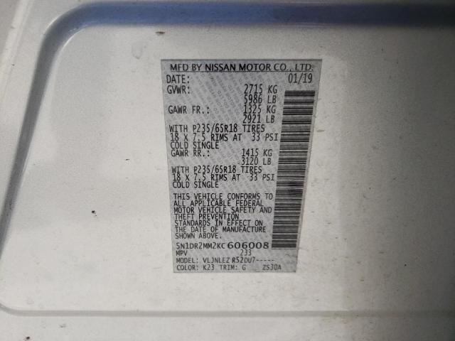 2019 NISSAN PATHFINDER - 5N1DR2MM2KC606008